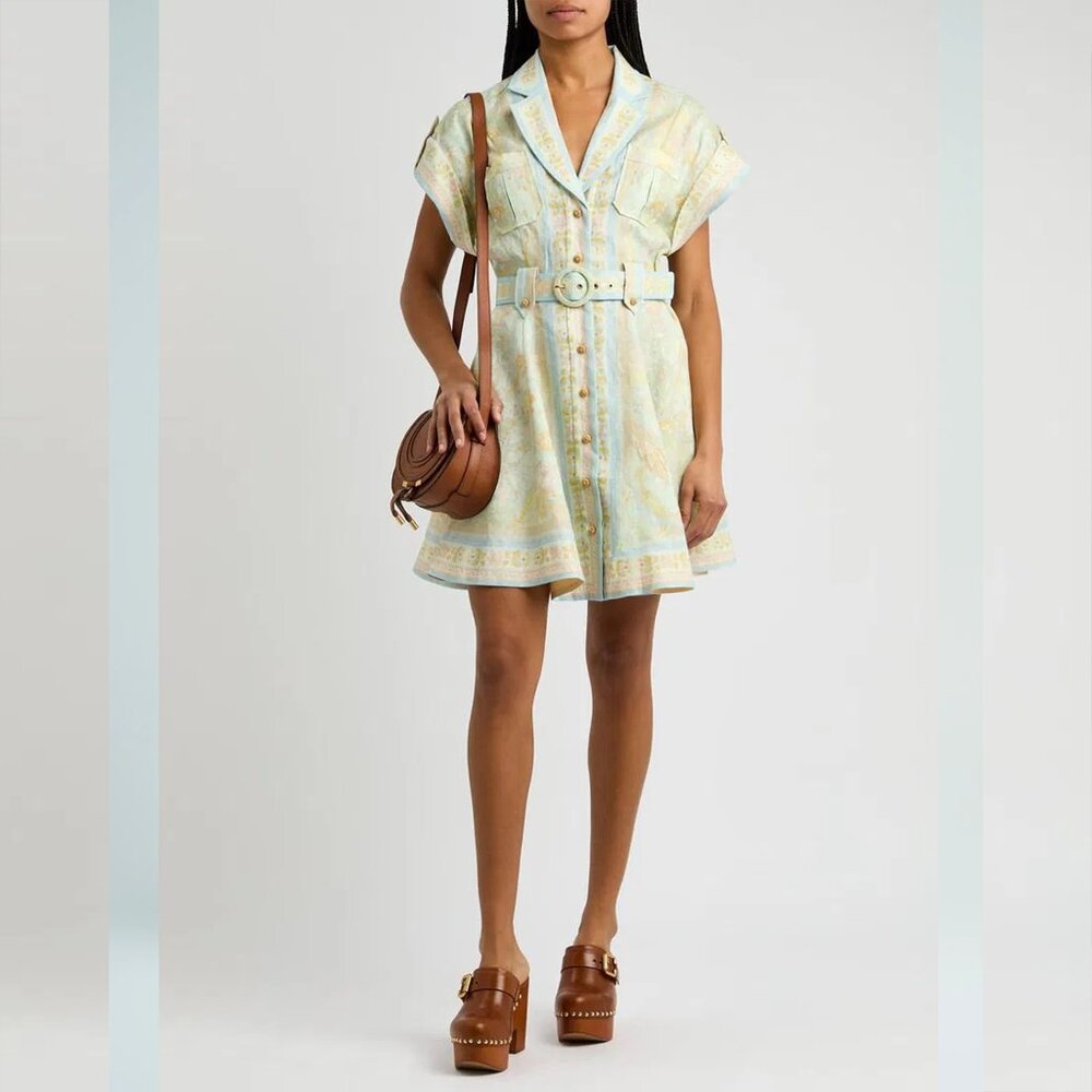 Zimmermann Acacia Linen Mini Shirtdress